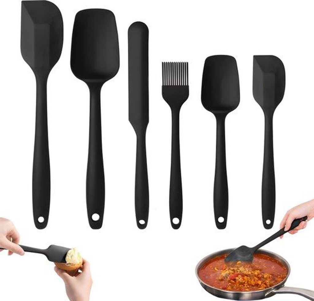 Silikon Spatel Set aus 6 Teilen - Kochgeschirr Set - Spatelset - Kochspatel - Hitzebeständig - BPA frei - Antihaft - Geschirrspülerbeständig - P...