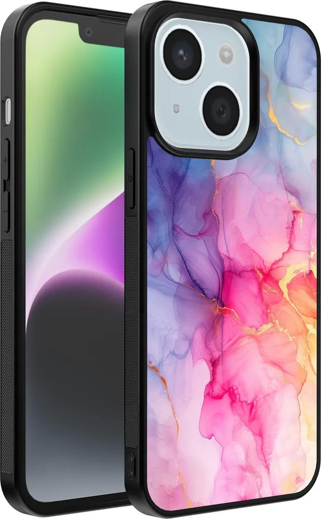 Smartphonica Custodia per iPhone 14 Plus con stampa in marmo - Custodia posteriore in TPU con design in marmo - Arcobaleno