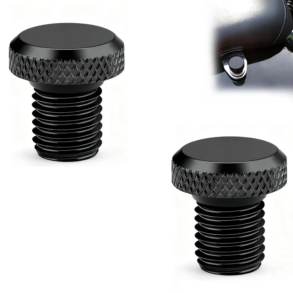 Vis de Rétroviseur Moto M10 en Aluminium CNC - Pack de 2 Bouchons Noirs