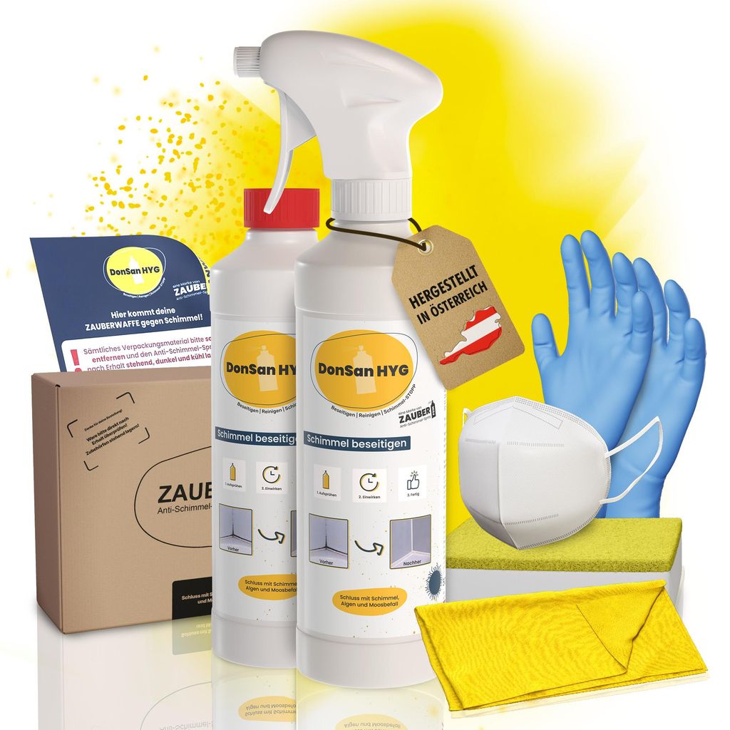 Zauberfein Schimmelpilz Entferner Spray Großes Paket, 2x 500 ml, Schnell Wirkend, mit Aktivchlor für Feuchträume wie Bad und Keller