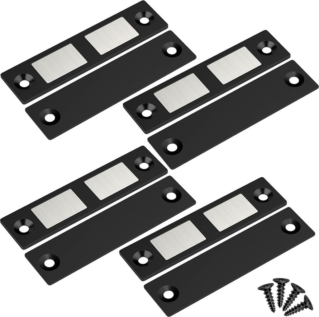 Ultradünne Magneetschnapper für Schranktüren - Starke magnetische Verschlüsse für Möbel, schwarz (4 Stück)