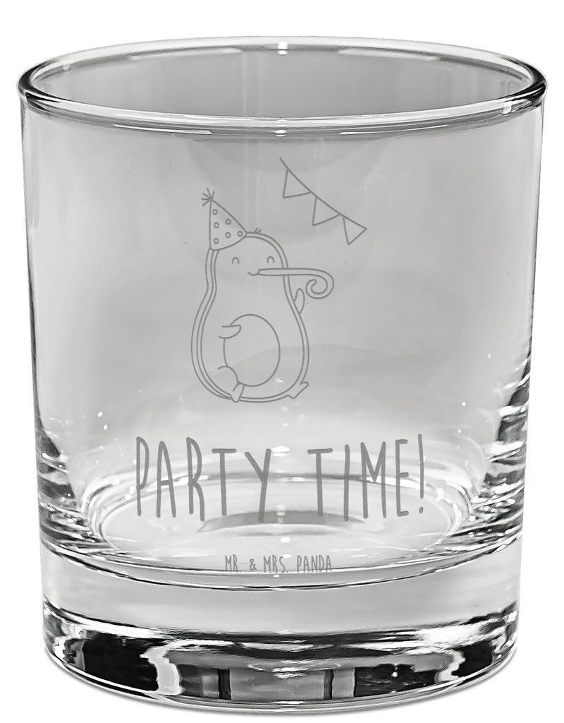 Mr. & Mrs. Panda Glas Avocado Party Zeit - Transparent - Geschenk, Longdrinkglas, Cocktailglas, Schulabschluss, Tumbler, Trinkglas, für Gin, Gebur...