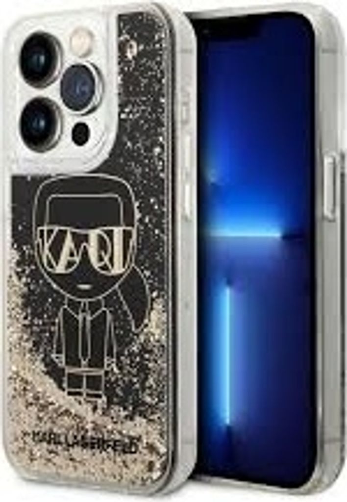 Karl Lagerfeld iPhone 14 Pro Back cover case - Liquid Glitter - Gatsby Ikonik - Black