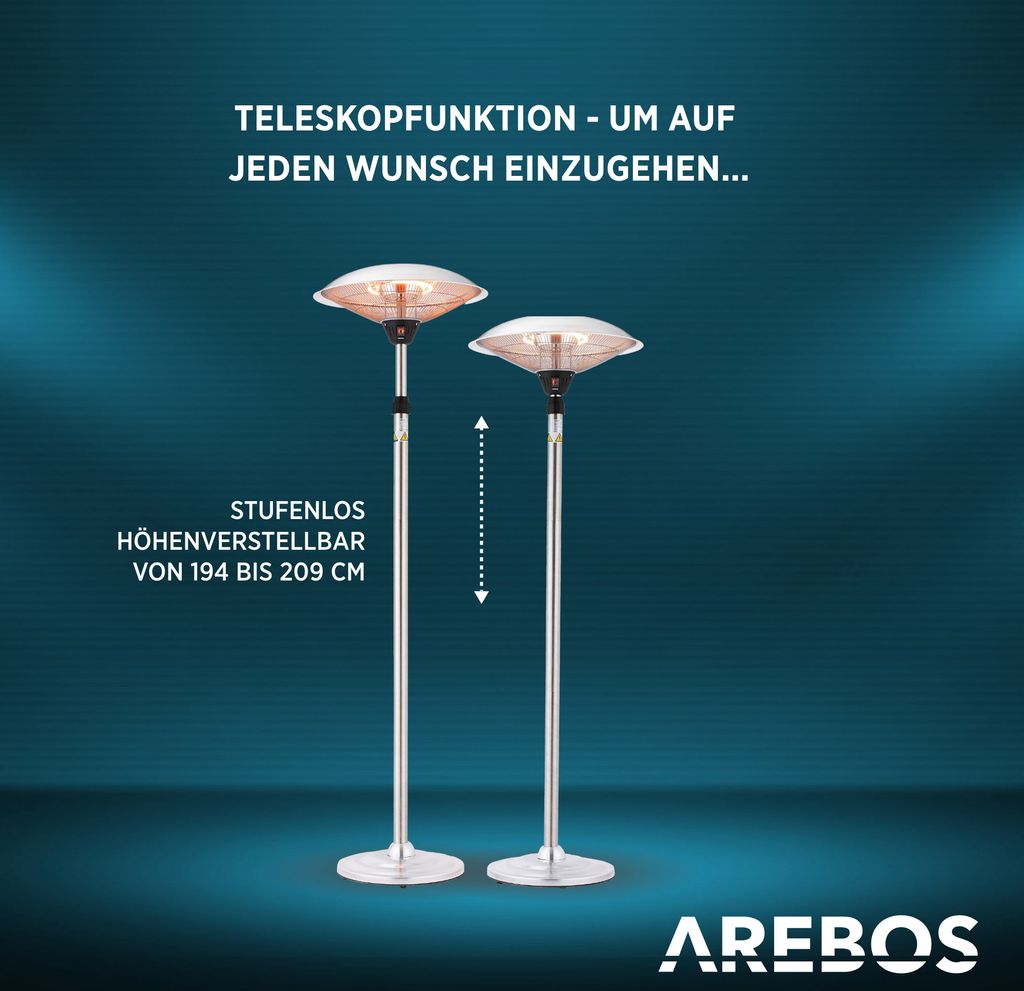 Wolnostojący promiennik AREBOS, lampa grzewcza, promiennik Zdjęcie produktu 4