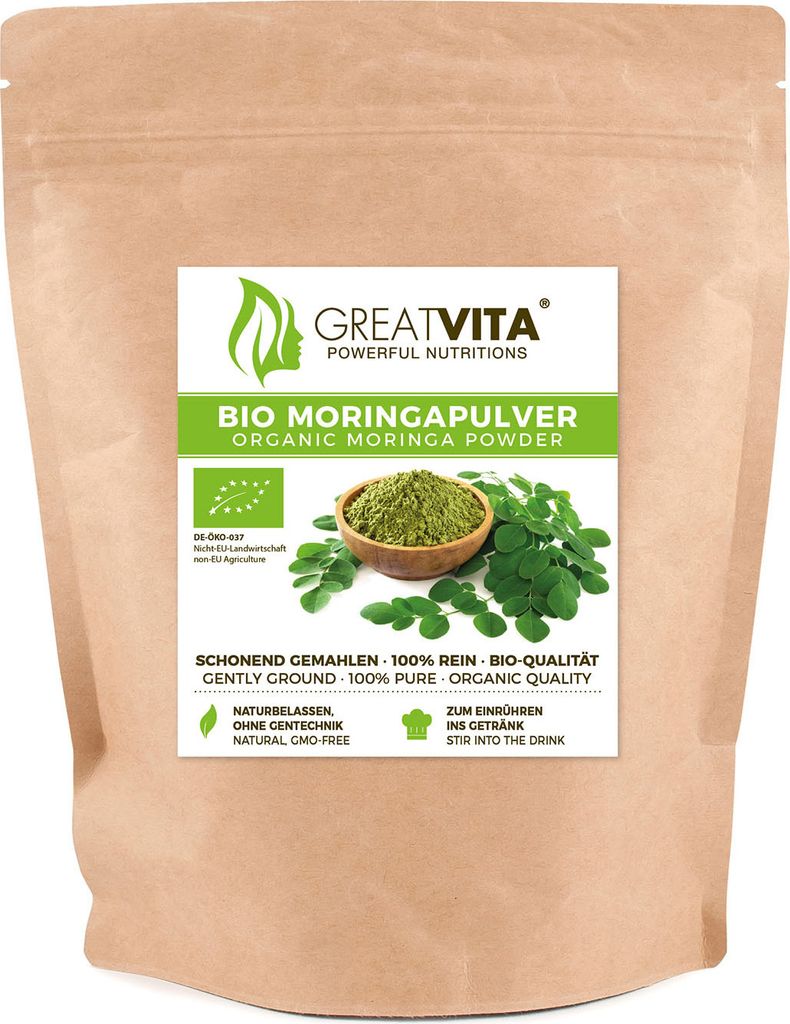 GreatVita Moringa Pulver 400g | aus biologischem Anbau