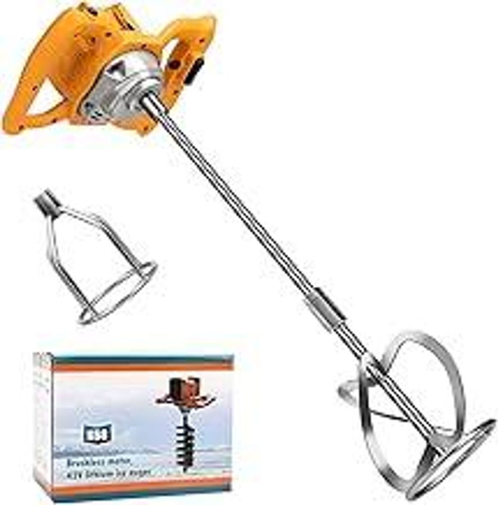 Akku Rührwerk für Farbe und Beton kompatibel mit Dewalt 20V Akku (ohne Batterie), Bürstenloser Mörtelrührer mit 6 Geschwindigkeiten und 2 Rüh...