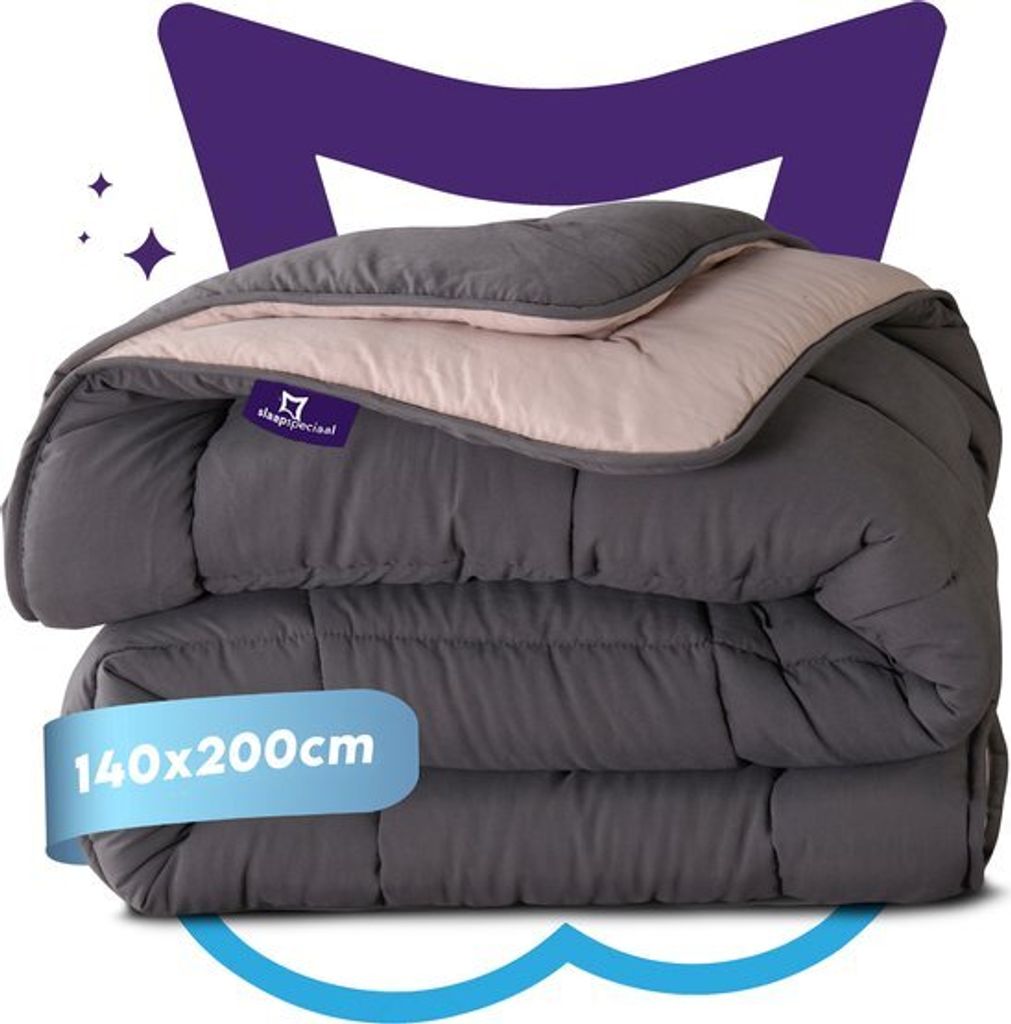 Slaapspeciaal Bettdecke ohne Bezug 140x200 - Ganzjahresdecke [Wärmeklasse 2] Steppdecke mit Gelfasern für Daunengefühl - Anthrazit/Creme