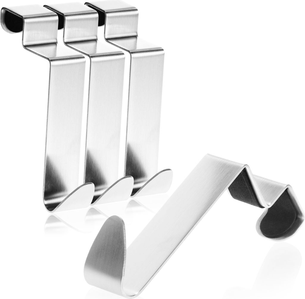 COM-FOUR 4x Türhaken aus Edelstahl - Kleider-Haken mit Schaumstoff-Schutz - Garderobenhaken für Schranktür und Zimmertür innen - 9 cm