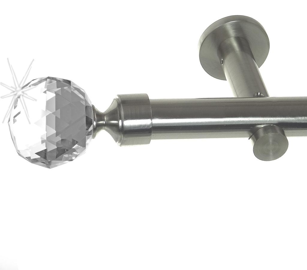 Gardinenstange mit Wandhalterung I Metall Edelstahl Look Produktbild 