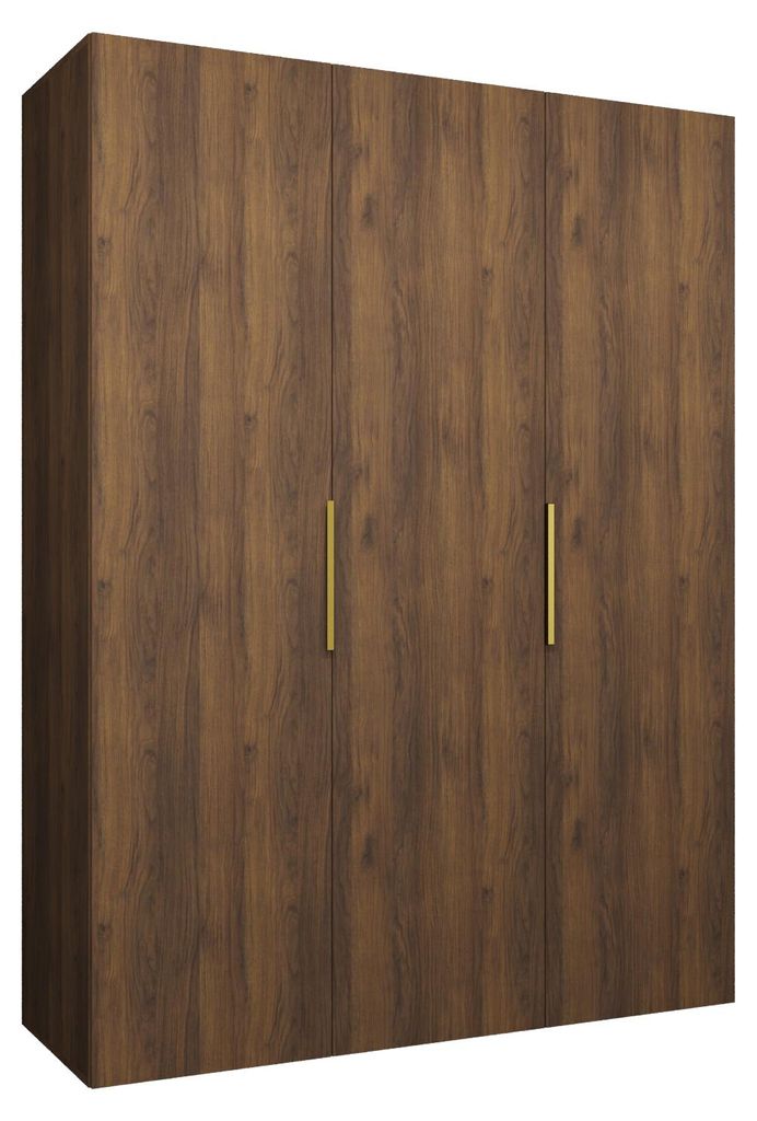 MEBLE KRYSPOL, Kleiderschrank, Schrank 150 cmx202x52, Warmia-Nuss, Gold