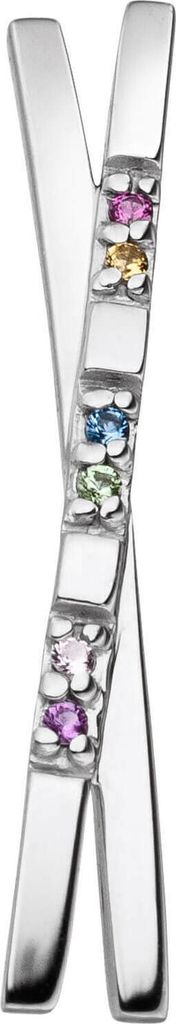 Anhänger X aus 925 Silber rhodiniert mit 6 bunten Zirkonia Farbsteine multicolor