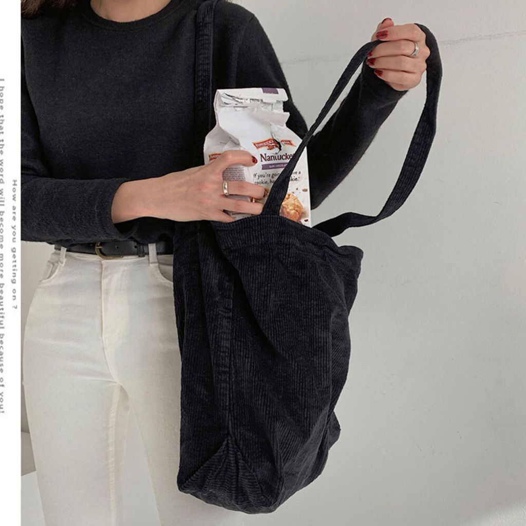 360Home Cord Umhängetasche große Kapazität Tasche Modetasche Schwarz