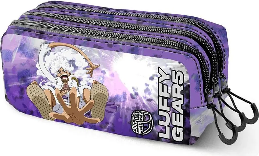 Astuccio 3 Zip One Piece Luffy Gear 5 | Resistente per Scuola Media