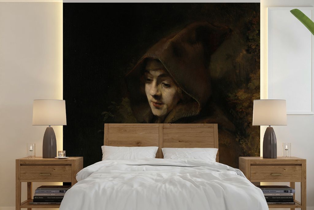 MuchoWow Fototapete für Wohnzimmer oder Schlafzimmer Wandtapete Vinyl Motivtapete Rembrandts Sohn Titus in Mönchskutte - Rembrandt van Rijn - 2...