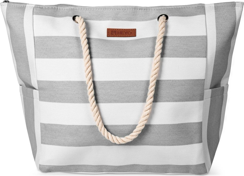 Plážová taška HEYO HTP03 Šedé pruhy 53x37x28 cm – Stylová a Obrázek produktu 