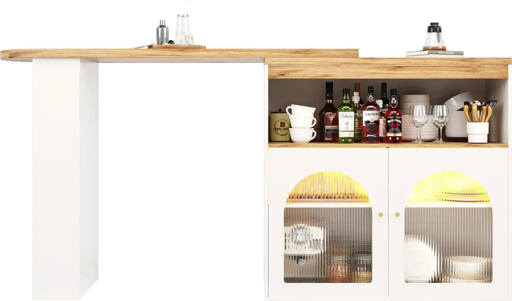 Table de bar extensible 138-193cm blanche à LED modèle Nova-X - 12