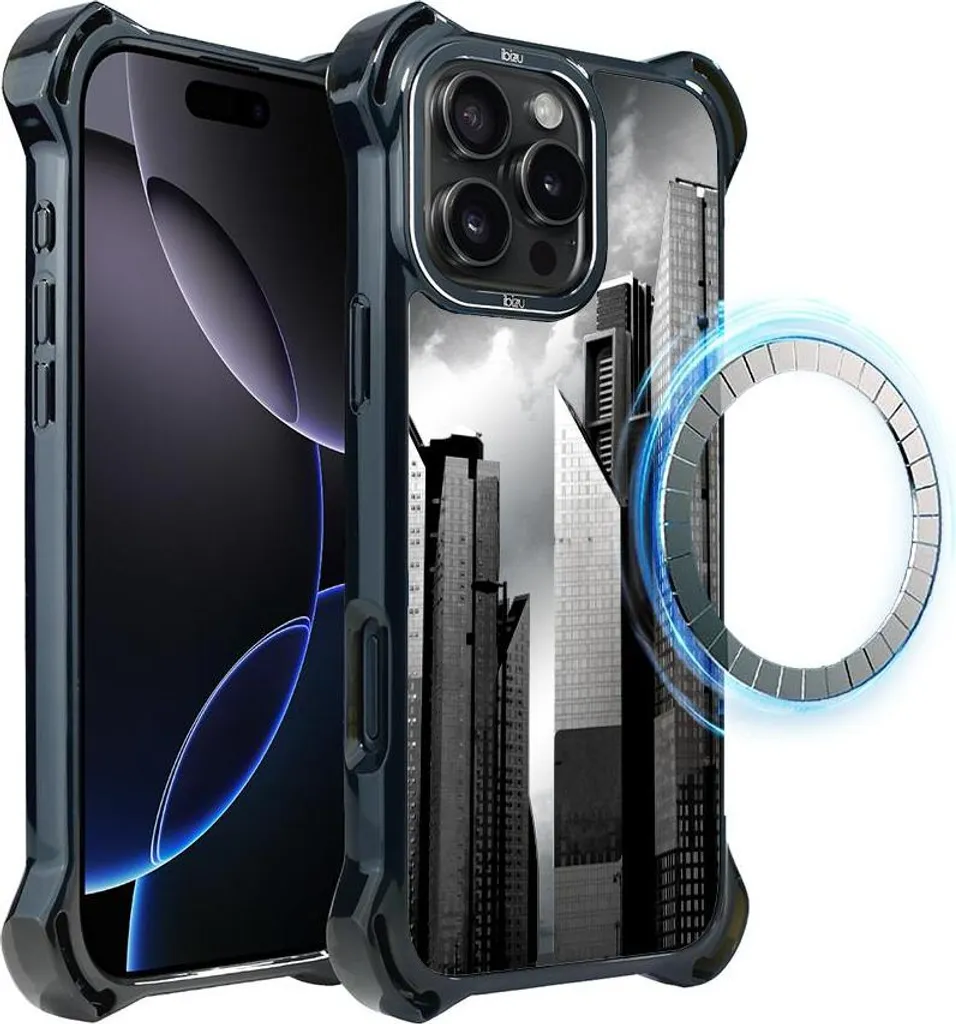 Custodia per iPhone 16 Pro Max IBIZU DropGuard Ultra con MagSafe, Noir City, Manhattan
