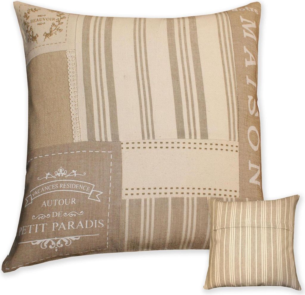 Kissenhülle Vintage Landhaus Kissenbezug Deko Kissen ca. 40x40 cm #1433 sand natur