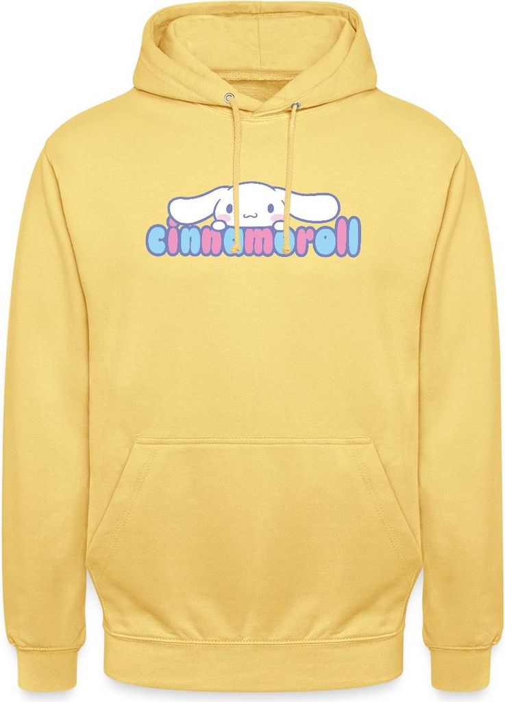 Spreadshirt Cinnamoroll Guckt Über Schriftzug Uni Hoodie, L, Zitronengelb