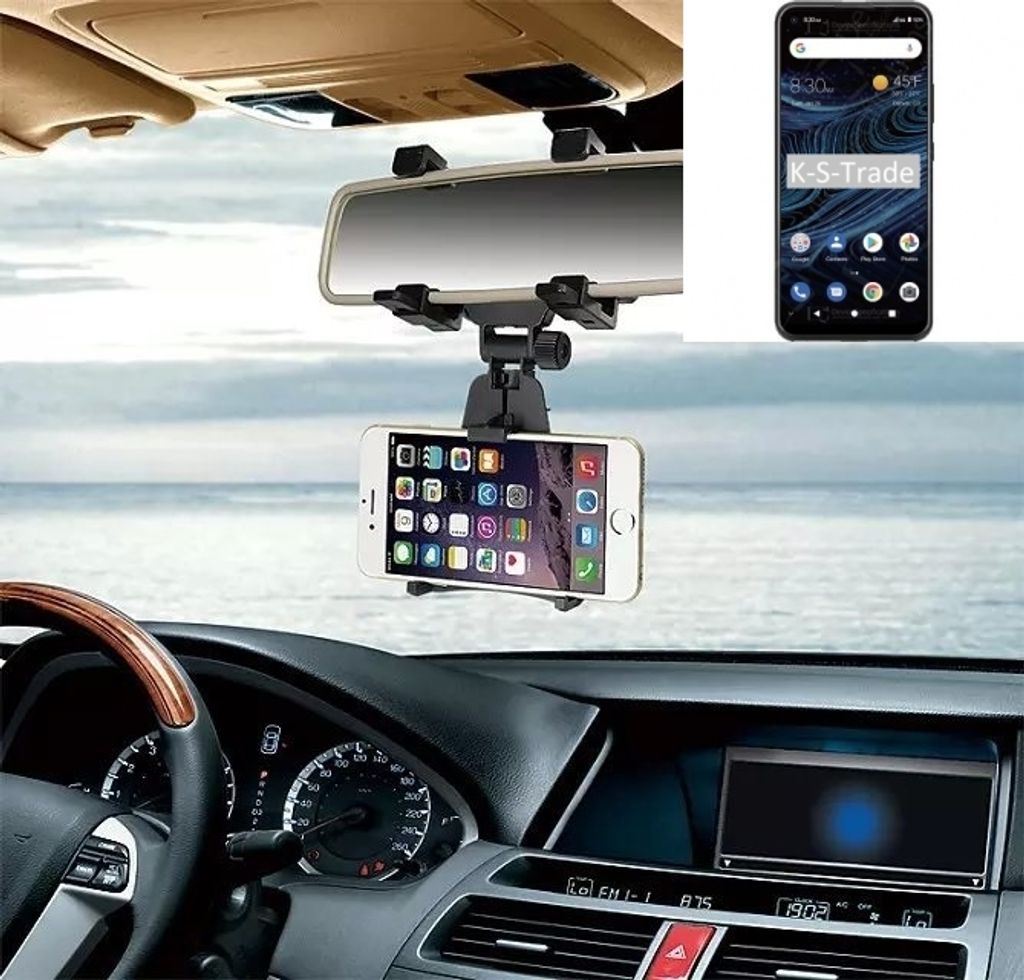 K-S-Trade Smartphone Halterung kompatibel mit ZTE Blade X1 Rückspiegel Halterung schwarz Auto Halterung KFZ Halter
