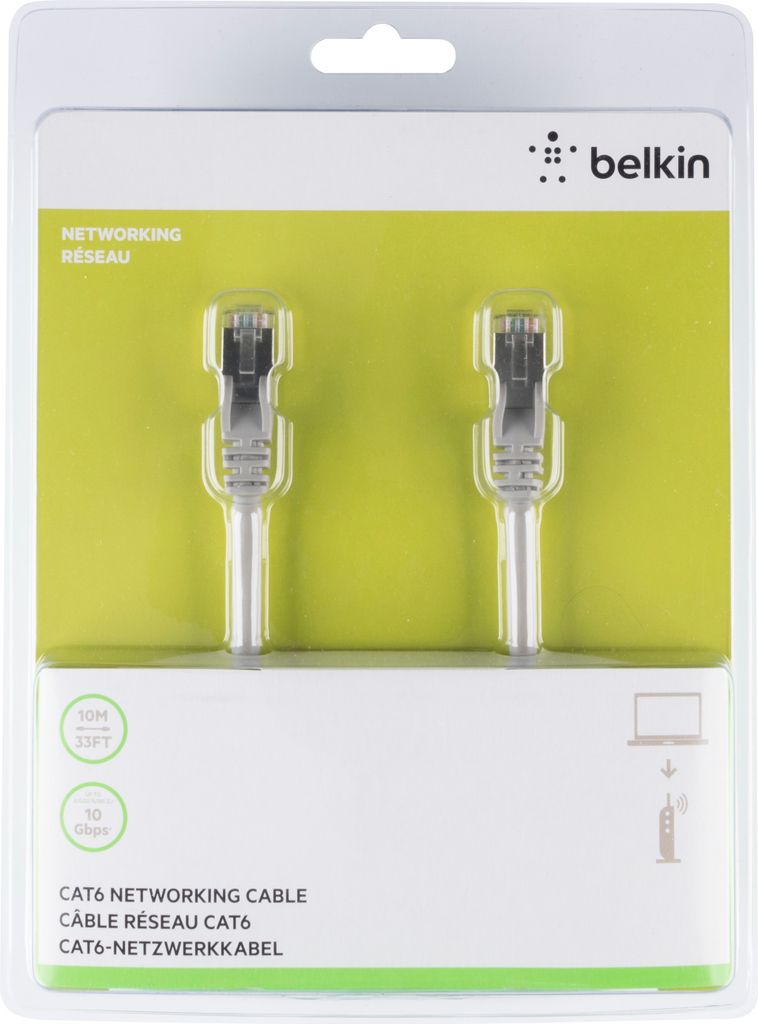 BELKIN CAT6 SNG-SHD Patchkabel, RJ45M, 10m, grau