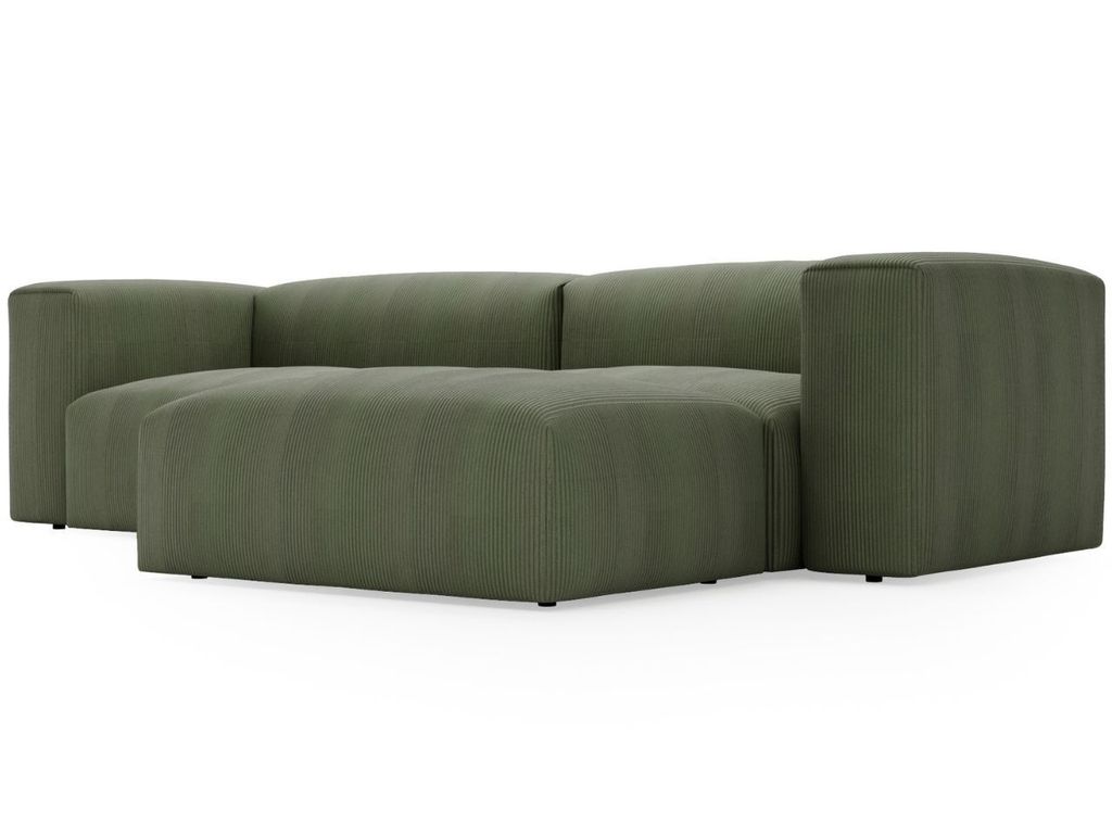 GrainGold Ecksofa L-Form Landi Rechts - Moderne Cord Ecksofa, Wohnzimmer Sofa - Eckcouch Grün (Lincoln 37)