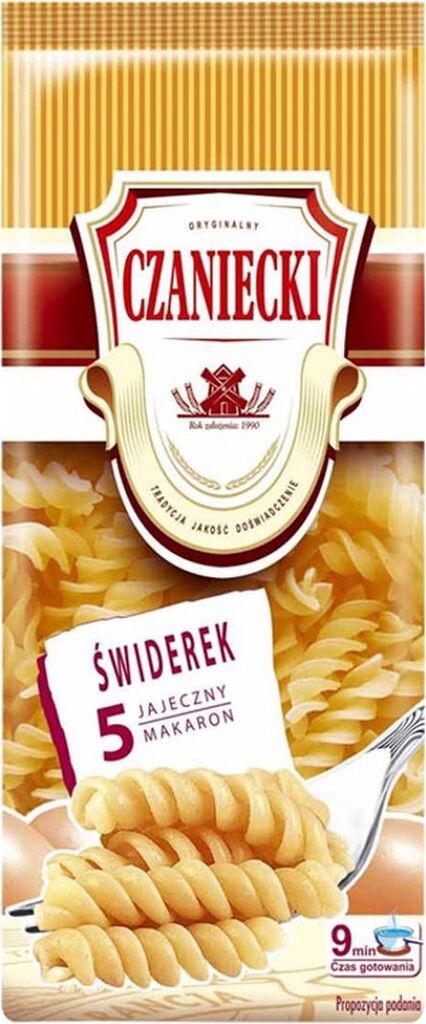 Czaniecki Makaron 5 jajeczny świderek 250 g x12 sztuk Zdjęcie produktu 