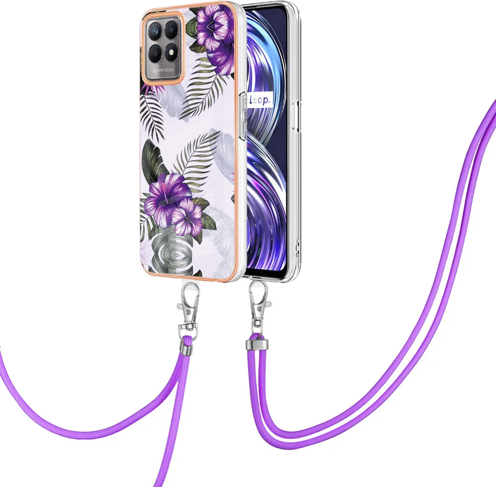 Cover Viola Realme 8i con Tracolla | Custodia TPU Design Fantasia