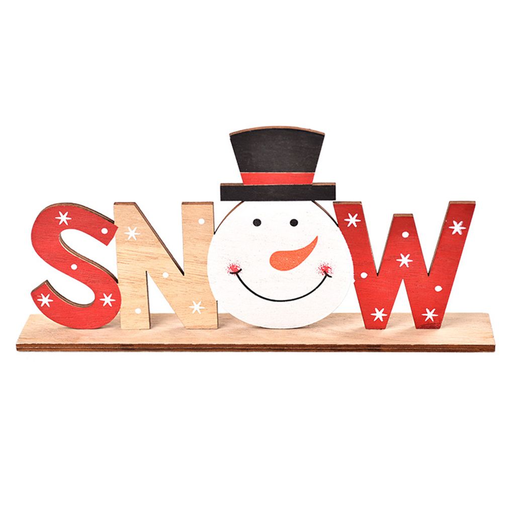 Alphabet-Ornament mit Ständer verblassen ohne Schneeflockenmuster Cartoon Santa Claus Holzverzier für Weihnachten-S