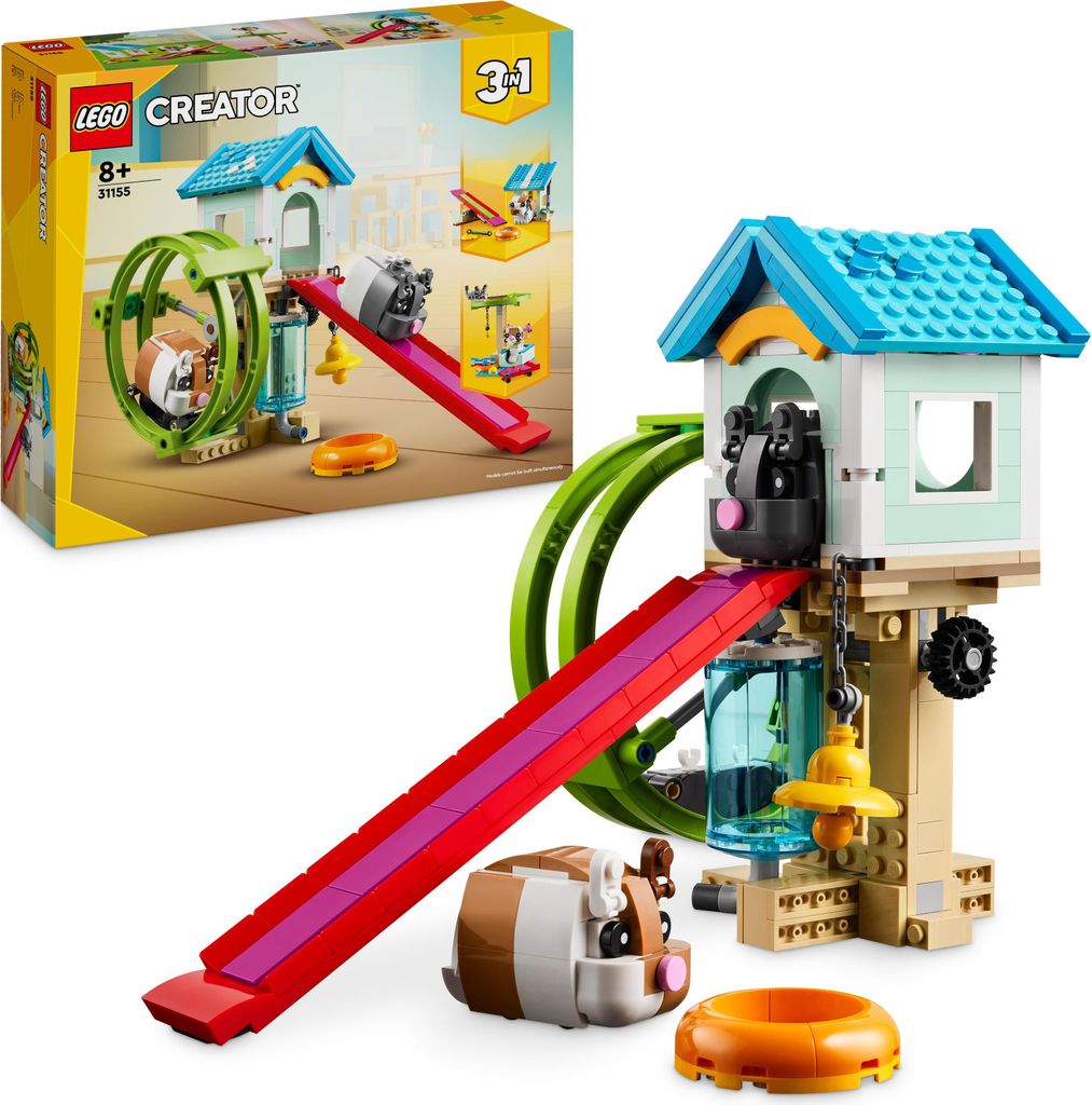 LEGO Creator 3in1 Hamsterrad Set, Hamster-Spielzeug mit Haus und Zubehör, Baue um in Katzenspielplatz oder Hundehütte, Haustier-Spielzeug für Ki...