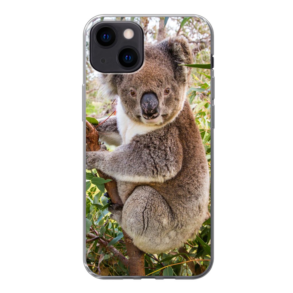 MuchoWow Handyhülle Schutzhülle Hülle für iPhone 13 Koala - Baum - Blätter - Kinder - Jungen - Mädchen Silikon Softcase Handy Hülle - Kart...