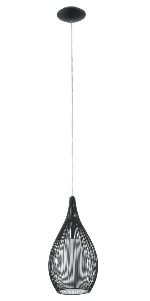 Lampada Eglo Razoni 92252 Sospensione E27 Nero Bianco per Interni