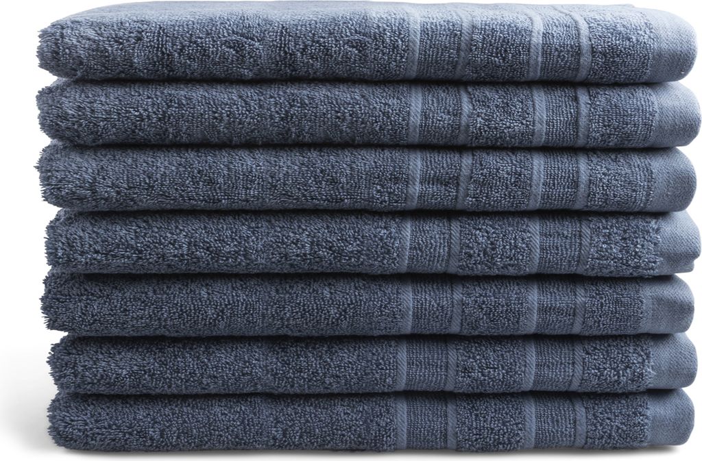 DoubleDry Luxor Gästehandtücher Set - 6 Teilig - 100% Baumwolle - 550 g/m² - Weich - 30x50 cm - - Jeans Blau