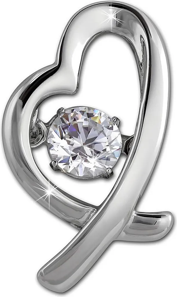 SilberDream Colliers pendentif zirconium 925 argent coeur DSH102W luxe