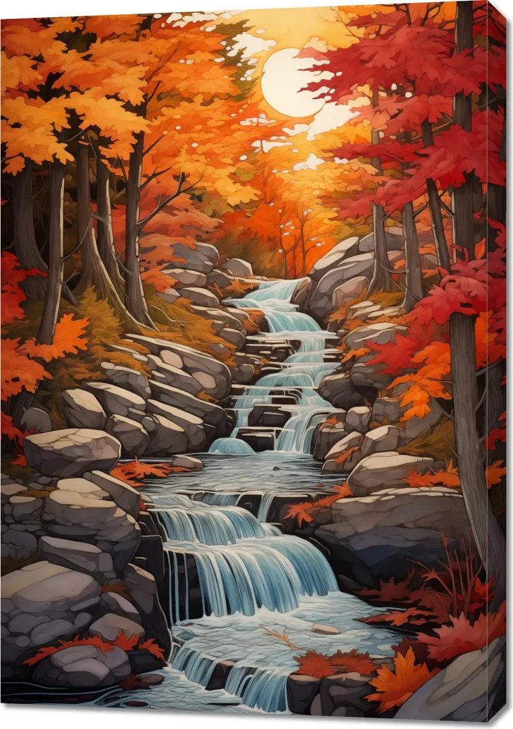 Poster cascades automnales 70x100 cm idéal pour salon et bureau