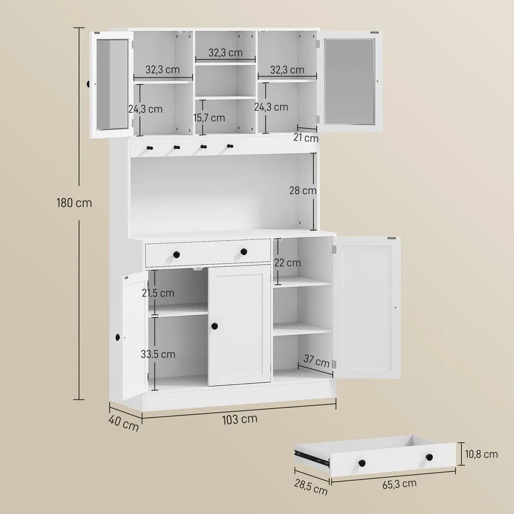 Buffet Cuisine avec Multiprise Intégrée et Éclairage LED Télécommandé