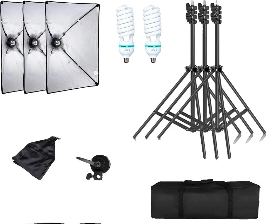 Softbox éclairage vidéo angle ajustable douille E27 - Kit 8 pièces