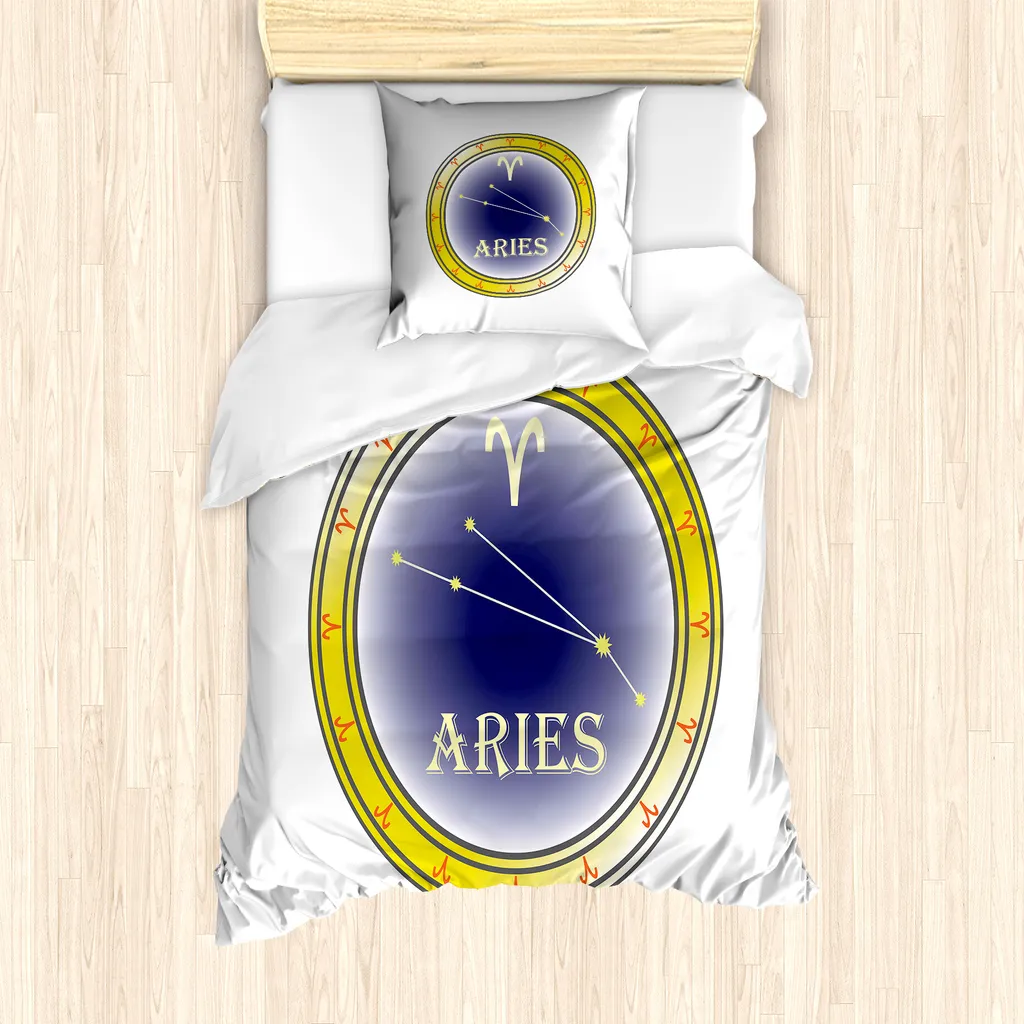 Duvet Cover Ariete ABAKUHAUS Navy Orange - Design Zodiacale Unico