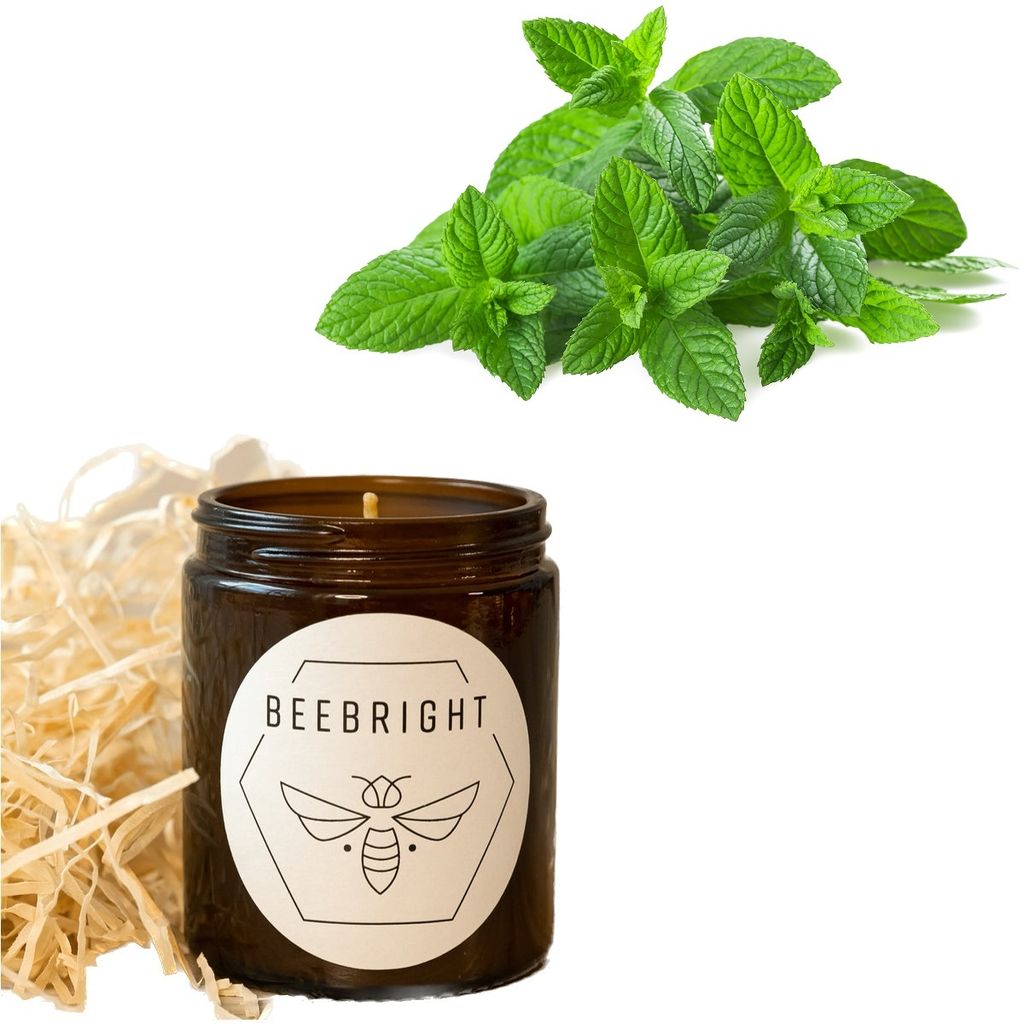 yogabox Handgemachte Bienenwachskerze - regional hergestellt - bienenwachsgelb 9 x 4,5 cm Pfefferminze