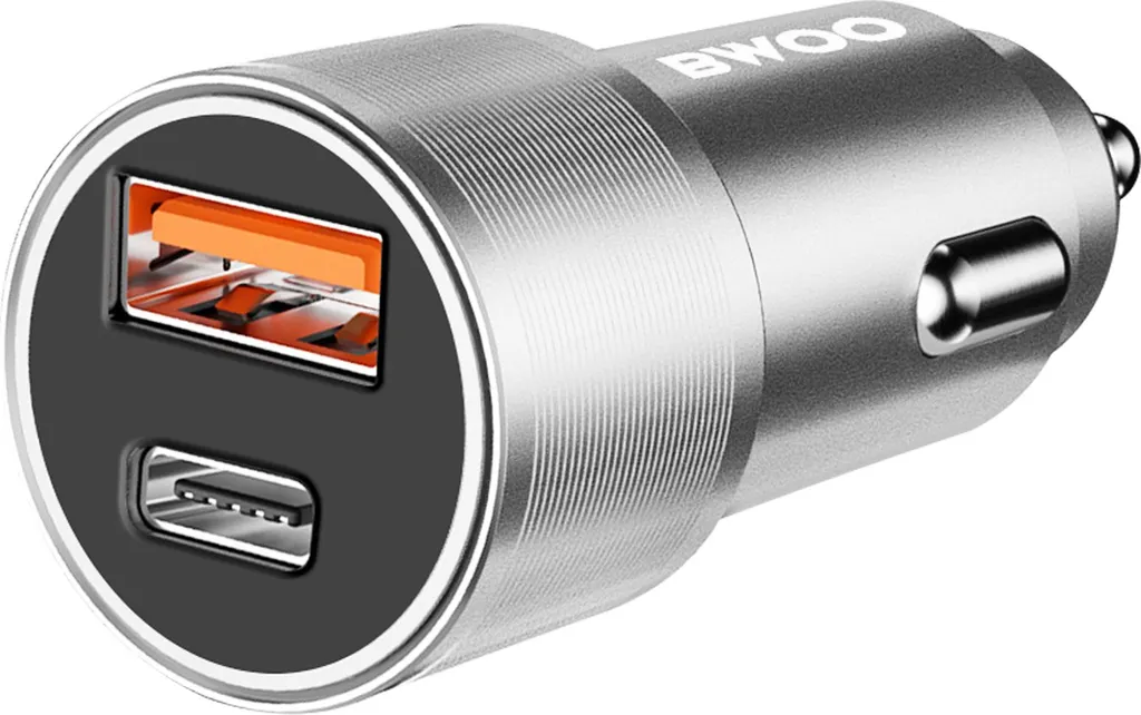 Caricabatterie Auto Professionale Bwoo 38W Metallo Argento USB-C