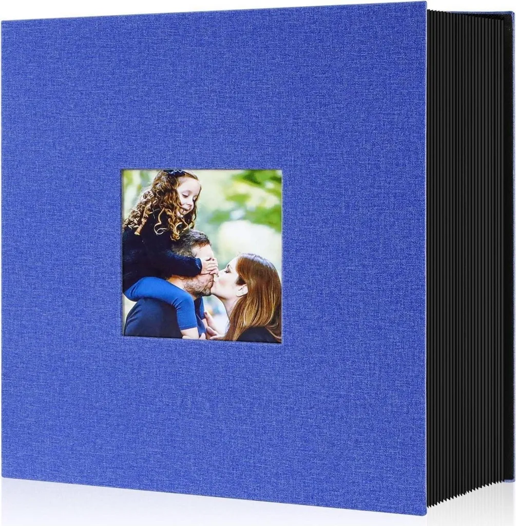 Album Fotografico 600 Foto 10x15 Blu Lino Tasche Verticali Orizzontali