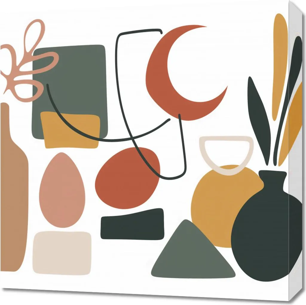 Quadro Moderno 60x60 Forme Liberate - Pronto da Appendere Tela