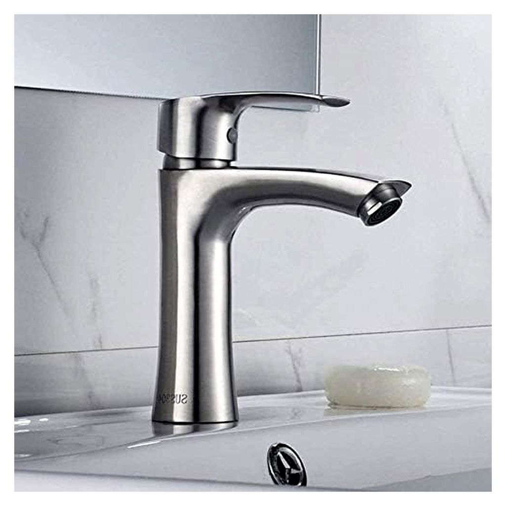 Küchenarmaturen, Waschbecken-Wasserhahn aus Edelstahl 304, Einhand-Mischer für heißes und kaltes Wasser