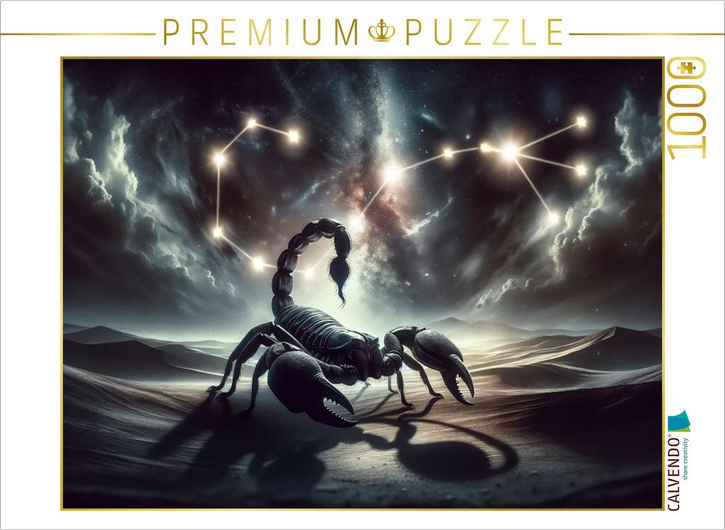 CALVENDO Puzzle Der Skorpion in der Wüstennacht: Ein Symbol für Kraft und Wandlung | 1000 Teile Lege-Größe 64x48cm Foto-Puzzle für glückliche...