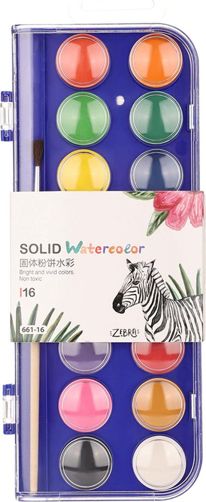 Mokeelo 10/12/16/28/36 Farben, fester Aquarellkuchen mit Pinsel (661–16 Farben)