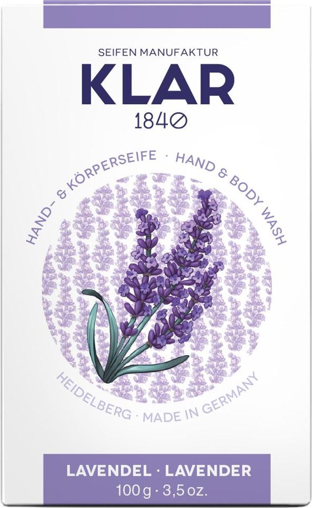Klar Seifen Lavendelseife 100g, Cosmos , palmölfrei,für normale Haut