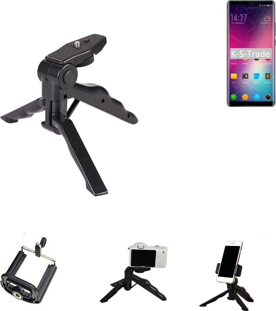 K-S-Trade Stativ Tisch-Ständer Dreibein Handy-Stativ Ständer kompatibel mit Elephone P11 3D Mini-Stativ Smartphone Tripod Handy-Stativ aus Plastik