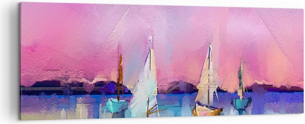 Bild auf Leinwand - Leinwandbild - Segelboot See - 140x50cm - Wand Bild - Wanddeko - Wandbilder - Leinwanddruck - Bilder - Kunstdruck - Wanddekorat...