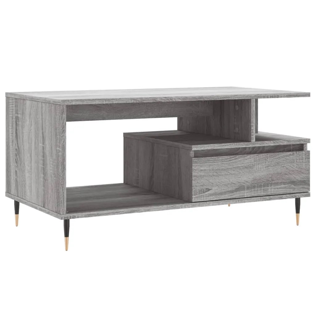 Tavolino grigio Sonoma 90x49x45 cm in materiale ligneo