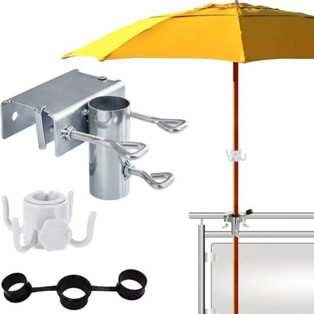 Fixation parasol de balcon universelle noire en inox - Série Horizon